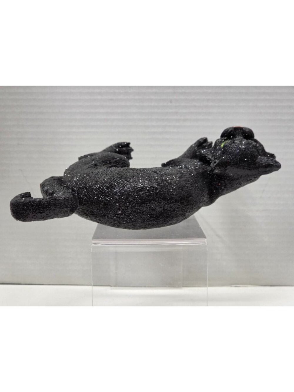 Halloween Black Cat Figurine Arched Back Glitter Resin Decor 8.5" - Picture 7 of 8